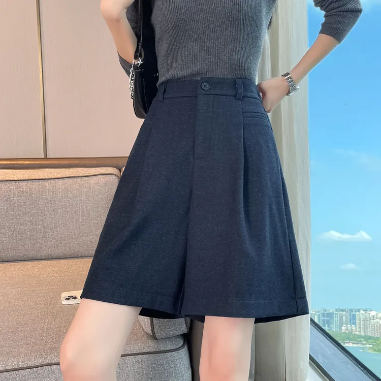 气质百搭五分休闲短裤女2025年秋季新款高腰宽松显瘦直筒阔腿靴裤