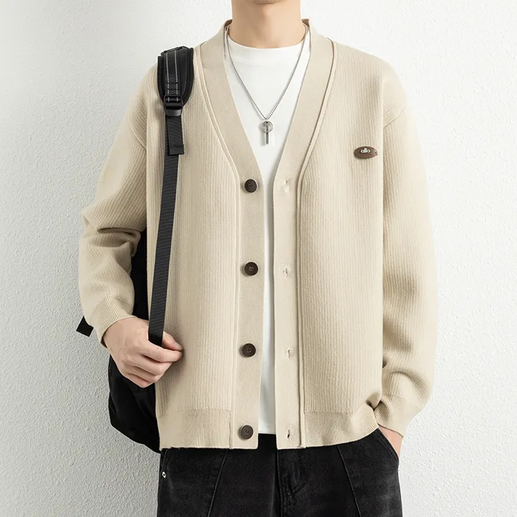 2025秋季新款高品质男士针织开衫夹克时尚潮流设计款百搭休闲外套
