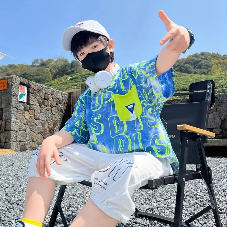 男童夏装套装2025新款洋气大童夏天儿童酷帅夏季休闲短袖两件套潮