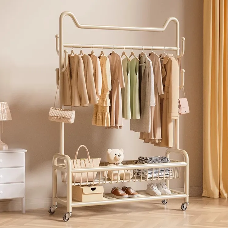 衣架落地卧室挂衣架室内挂衣服架子可移动家用客厅房间简易晾衣架