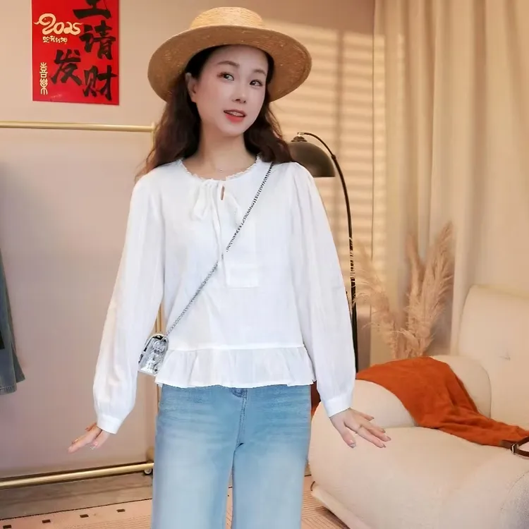 【佳伦运补】150小个子白色绣花上衣一米五小个子女装150小个子衬衫