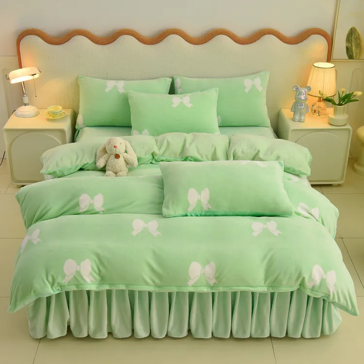 牛奶绒四件套小清新加厚防滑冬季保暖秋季床品套件合格品