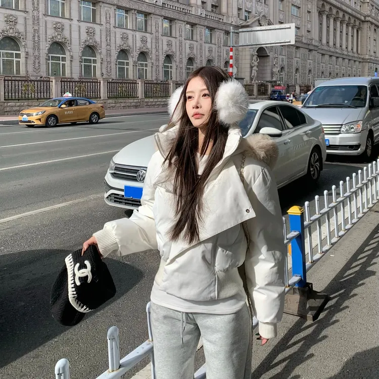 3MER  自制私服大毛领短款90白鸭绒羽绒服