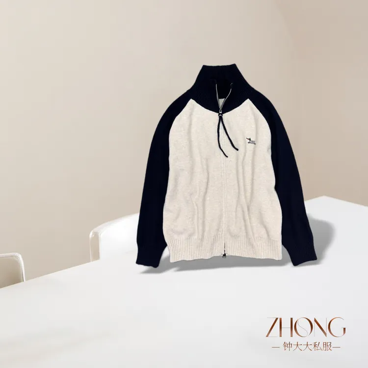 ZHONG大大【】立平撞色插肩袖针织毛衣2025冬季休闲宽松上衣12117