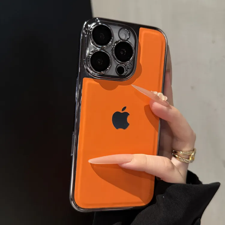 新款电镀高级荔枝纹适用苹果17promax手机壳iPhone16简约15时尚14