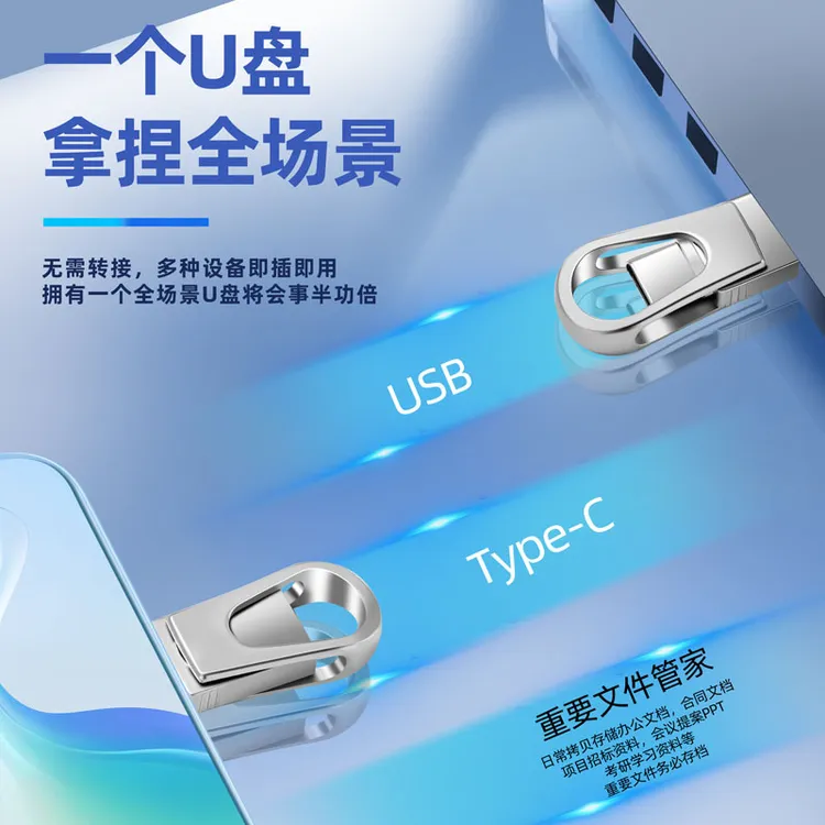 手机电脑通用U盘2TB大容量Type-c双接口USB高速128GB 华为手机u盘商品图