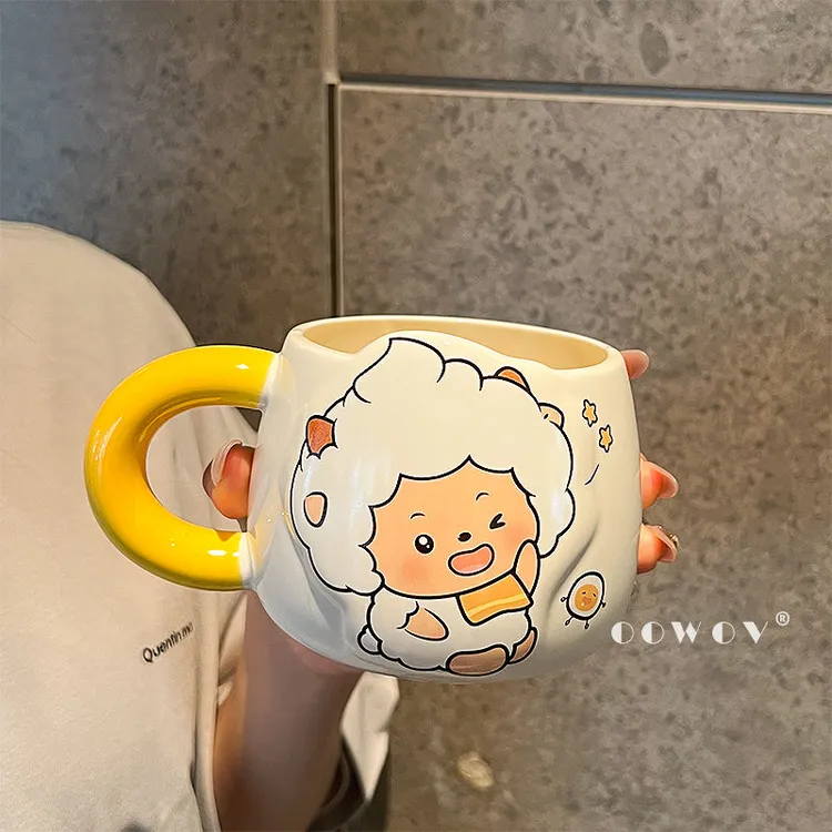 喜羊羊与灰太狼联名马克杯陶瓷水杯子家用可爱咖啡杯生日礼物女生