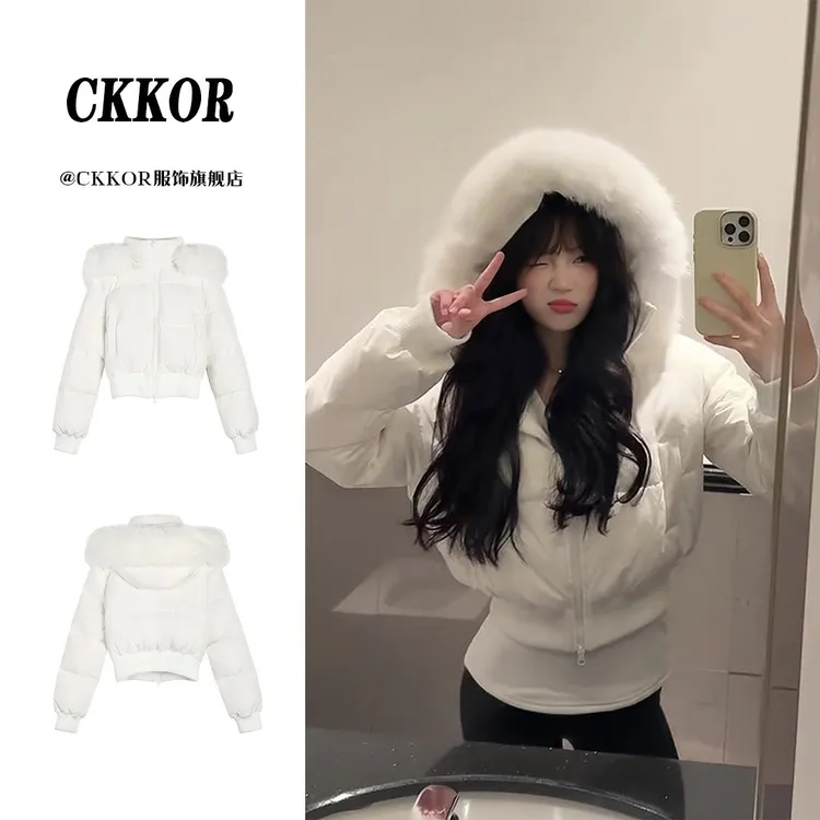 CKKOR韩版时尚设计感短外套女款爆款秋冬季百搭保暖加厚棉服棉衣 