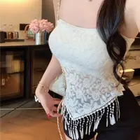 【601-699编码】E区- 【往下拉选尺码】时尚风吊带辣妹挂脖针织背心