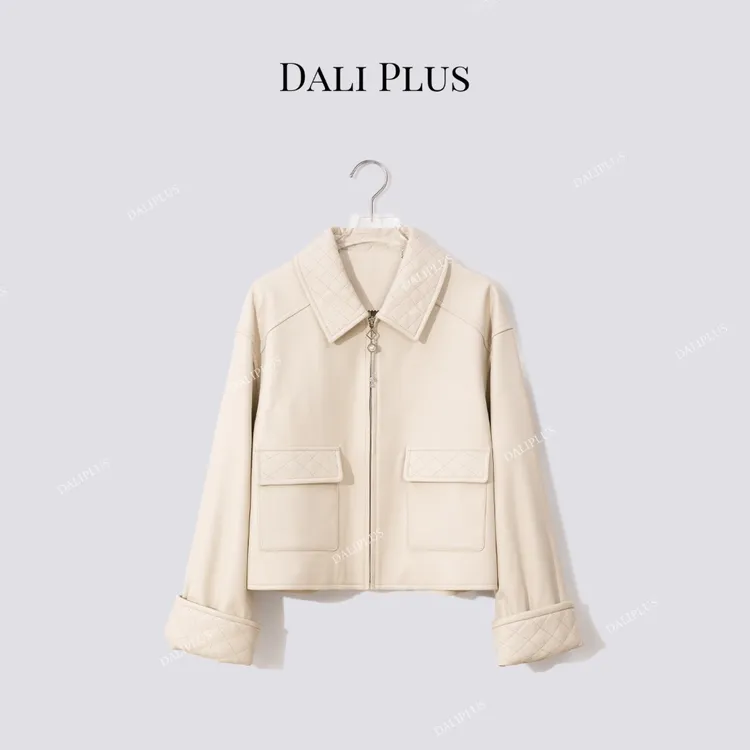 DALI PLUS“挚爱白裘”全植鞣绵羊皮高奢限定菱形格皮衣-D5MM2940