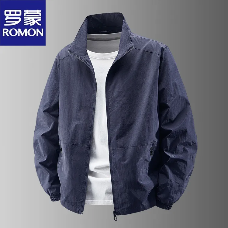 Romon/罗蒙外套男士春季薄款休闲大码户外防风防水立领潮流防晒衣