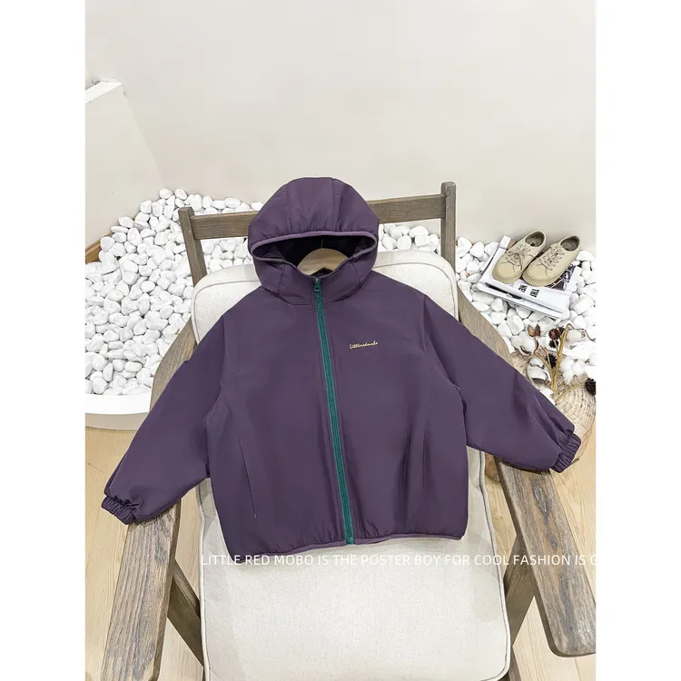 童装中大男儿童休闲加绒冲锋衣2025秋冬装新款连帽外套MMY841336