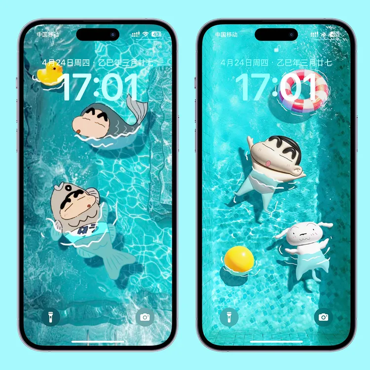 泳池蜡笔小新 苹果可爱手机壁纸iPhone平板Mac电脑ipad4K高清无损