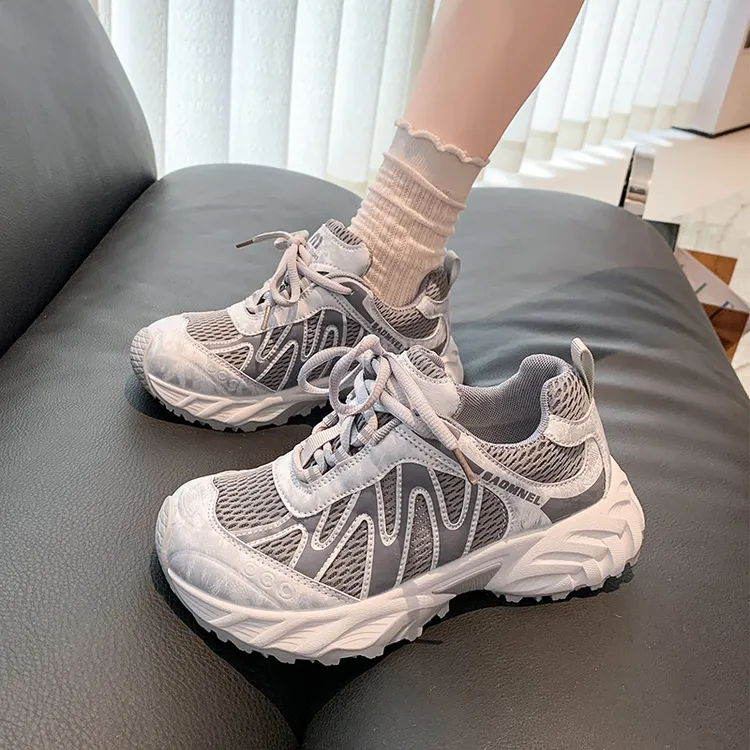 今年流行爆款老爹鞋女增高2025新款秋季网面时尚百搭复古厚底女鞋