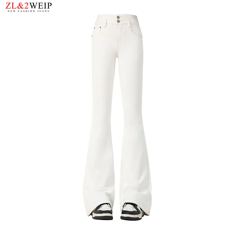 1829月光白微喇叭牛仔裤女