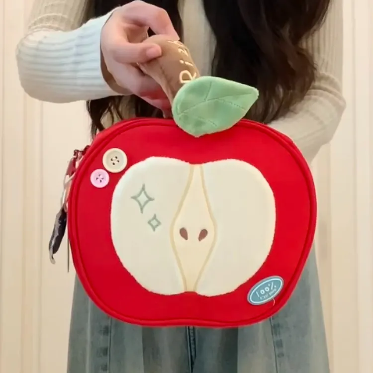 可爱红色苹果化妆包旅行便携外出女化妆品洗漱包大容量手提收纳袋