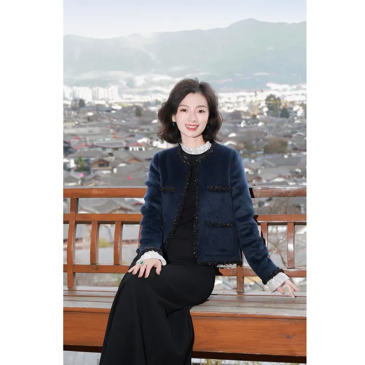 西子/贝贝苏力羊驼毛重工手编织带【星辰礼序】小香风外套/WTBH751