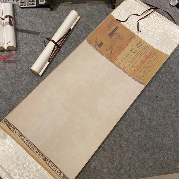 微喷蜡染精裱半生熟宣纸书法作品空白挂轴