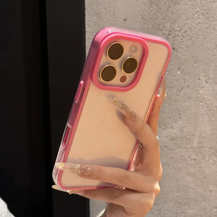 新款高颜值撞色透明三合一适用iPhone16promax手机壳15苹果14硬13