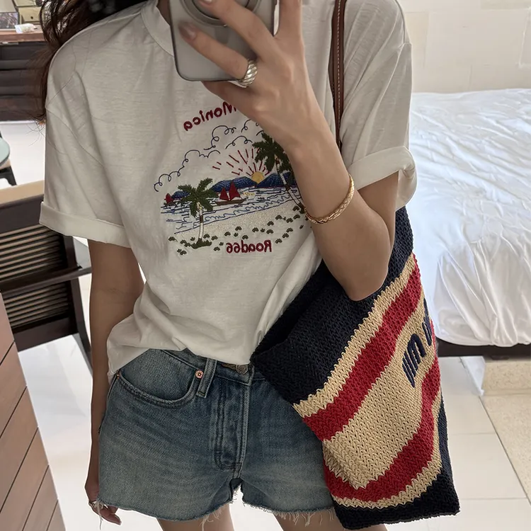 KEEP KAPU靠谱【Bali度假】海岛风情重工刺绣图案T恤KP250170