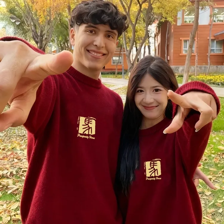 ARQP特别的新年情侣装毛衣男2026马年本命年秋冬季套头针织衫