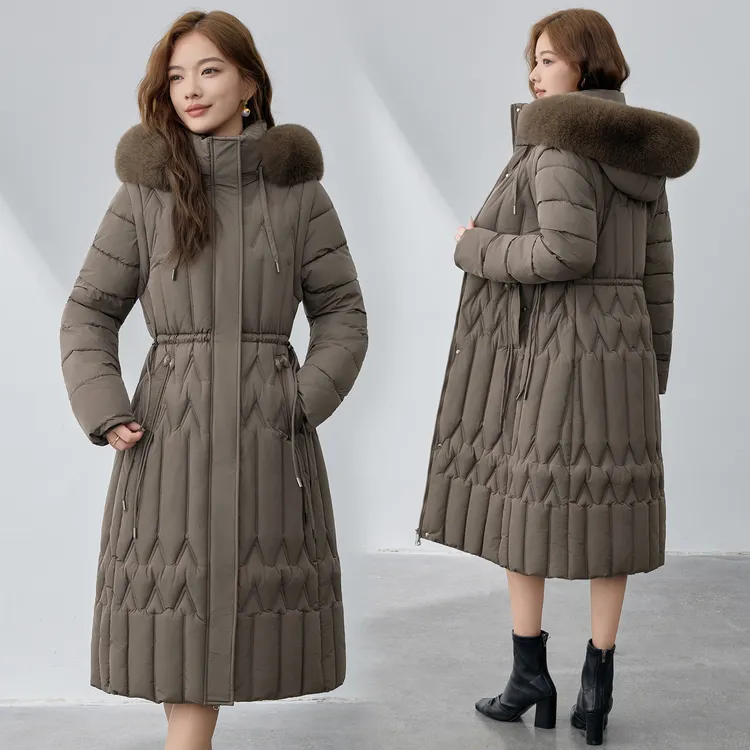 可拆卸棉服女冬2025新款中长款加厚保暖棉衣外套时尚洋气棉袄女装