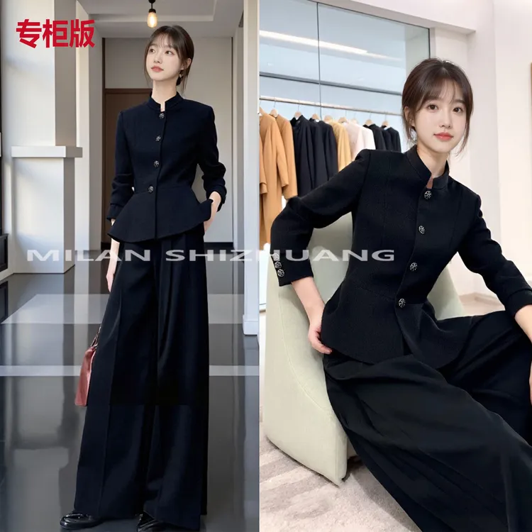 赵露思同款上衣小香千金风法式复古高级感醋酸立领收腰短款外套秋