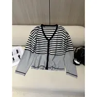 拼接条纹针织开衫WJ-9258