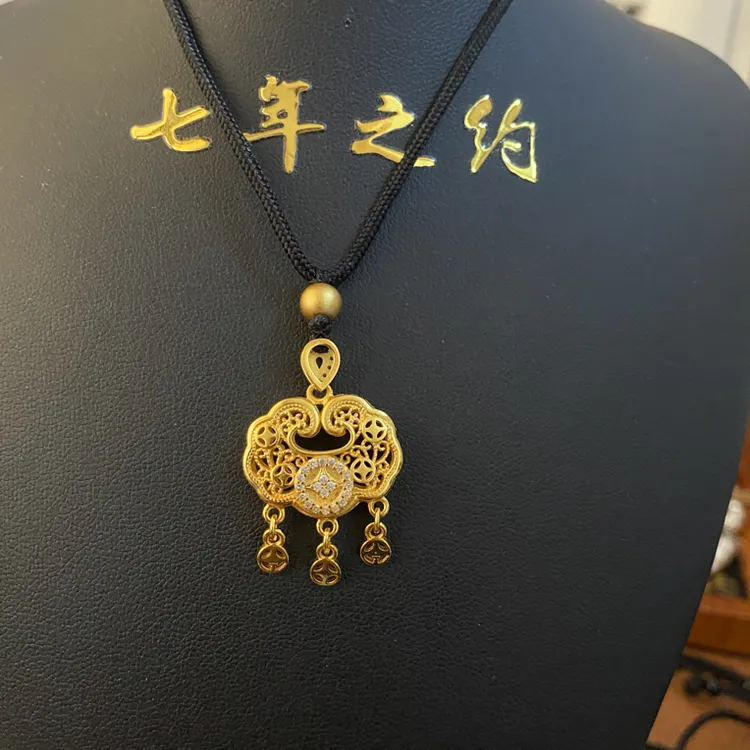 铜合金亚克力吊坠 合金锁/钥匙女中国风亚克力首饰饰品百福锁