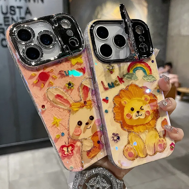 适用苹果系列iPhone17新手机壳小众彩虹萝卜免子枪色精孔镜头支架