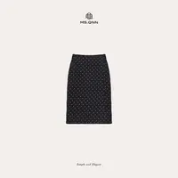 Ms.Qnn”法式黑金“提花织金沙绒感波点高腰显瘦半裙 52P772 Q姐