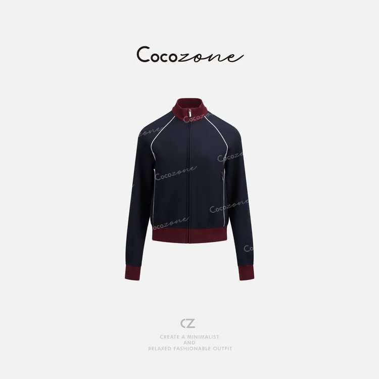 COCO ZONE 刘一一 简约复古撞色运动时髦拼接长袖外套 CD2A1882