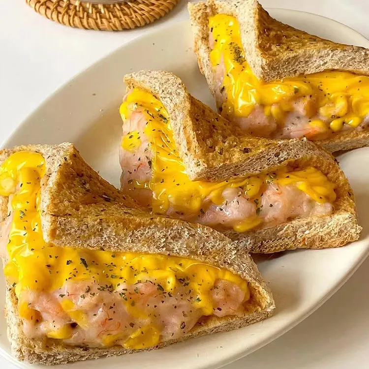 蒜香虾滑芝士吐司三明治营养早餐半成品面包懒人早饭充饥夜宵零食