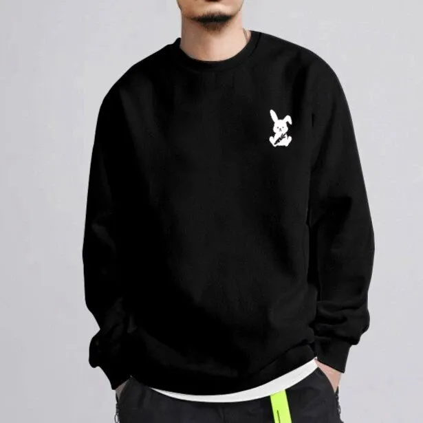 仓石一树潮牌黑色圆领卫衣男春秋冬新款宽松长袖加绒加厚情侣上衣