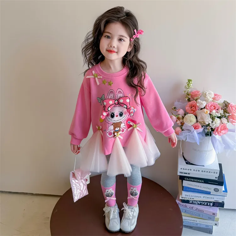 拉布布女童套装秋季长袖卫衣打底裤2025新款儿童labubu两件套衣服