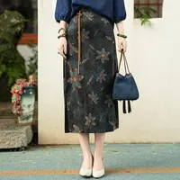 西子/【睡莲】非遗香云纱重磅25姆米桑蚕丝印花A字半裙/BQXS047