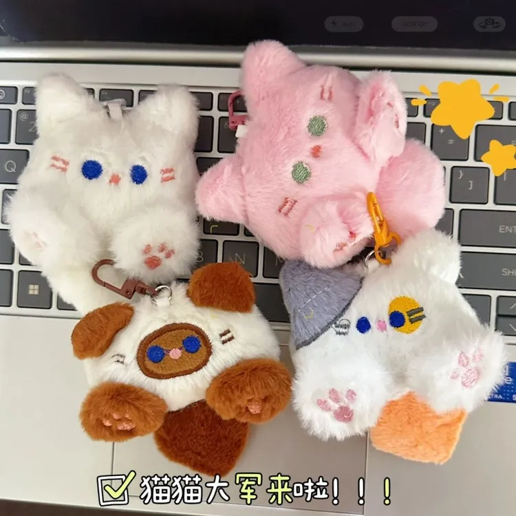 网红爆款可爱毛绒长尾巴猫钥匙扣挂件软夫夫玩偶公仔书包挂饰配饰