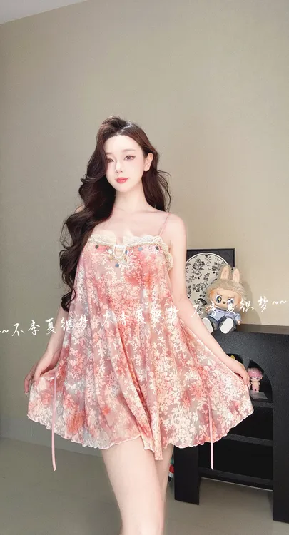 不李专属【波西米亚】K新款扎染轻奢高定小众设计款女士睡裙家居服