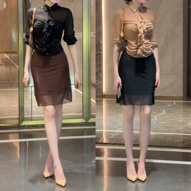 希野逸儿/美式复古辣妹网纱半身裙女2025夏季新款高腰显瘦包臀裙