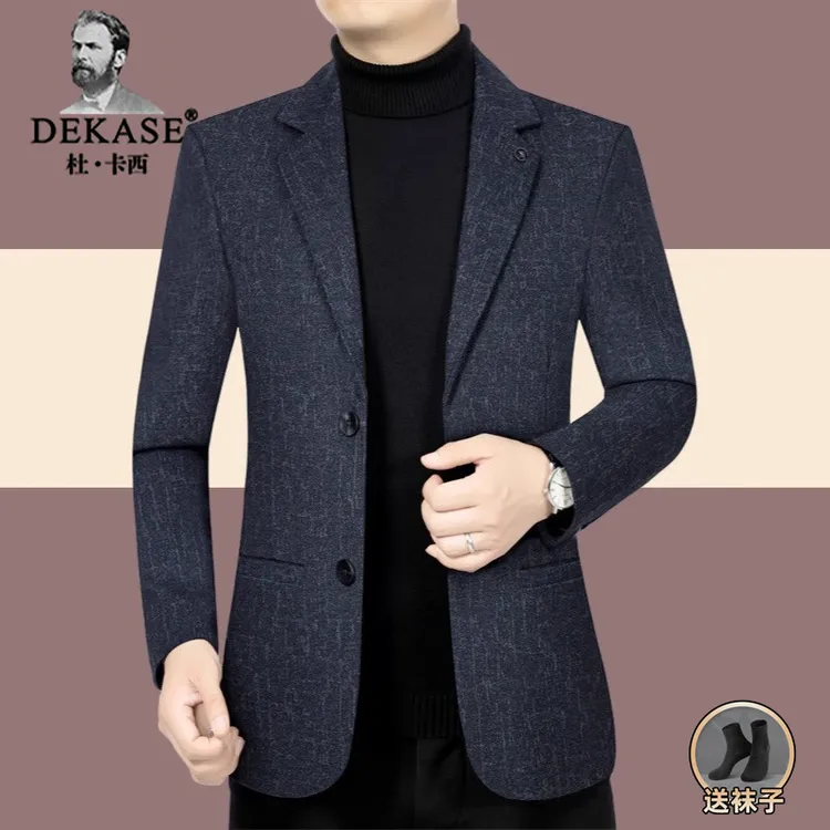 Dekase 2025春秋中年百搭休闲西装外套商务潮流男士便单西服上衣