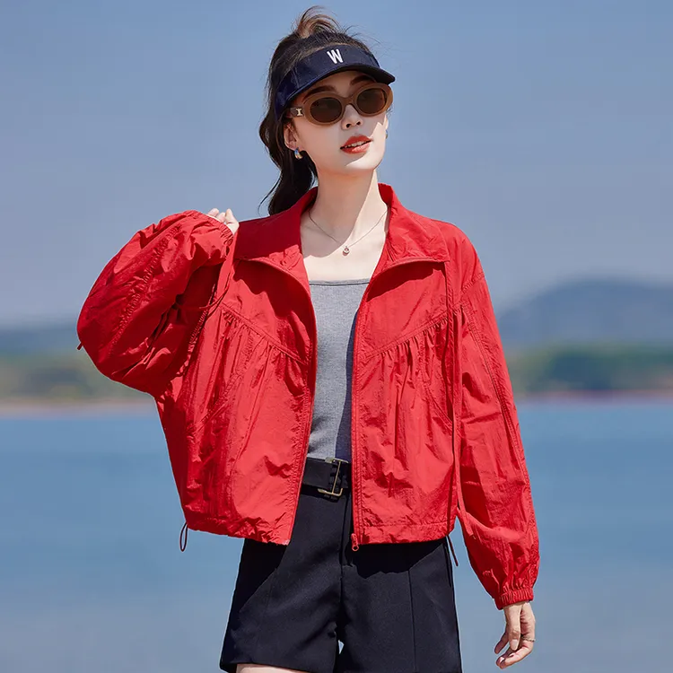 红色宽松防晒衣女2025新款夏季韩版潮流透气减龄小个子休闲短外套