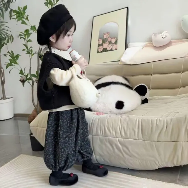 女童套装春装2025新款洋气宝宝外穿毛衣小童装秋季儿童衣服三件套