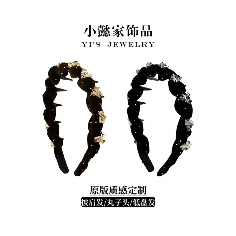小懿家甄选【丝绒发箍】新款精致带齿波浪头箍轻奢发卡头饰琥珀流光