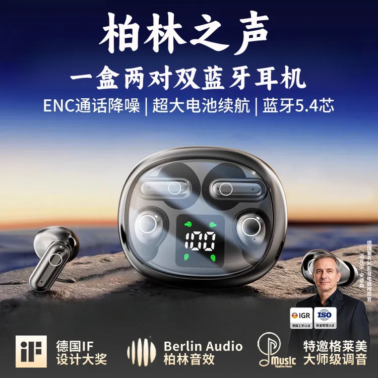 柏林之声2025蓝牙耳机新款降噪大电两长续航无线入耳式上班双耳机