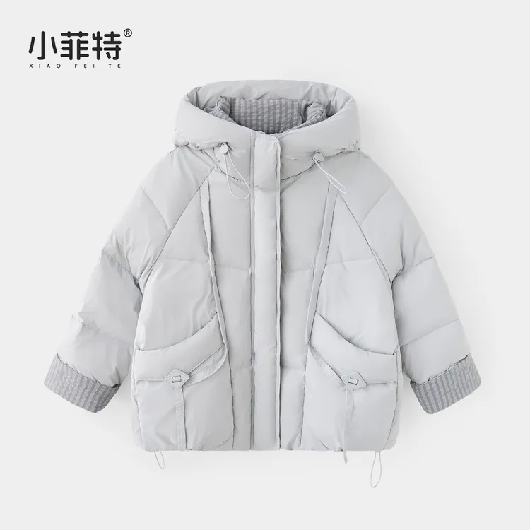 小菲特女童冬加厚连帽外套中大童保暖上衣儿童休闲棉服XJYD58013