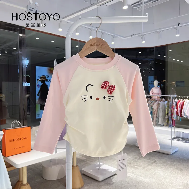 皇室童缘2025秋季女童新款舒适休闲百搭小猫咪打底衫17730235020