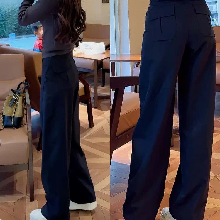 2025新款【秋季新款】复古弯刀休闲裤女秋季高腰显瘦休闲百搭直筒裤