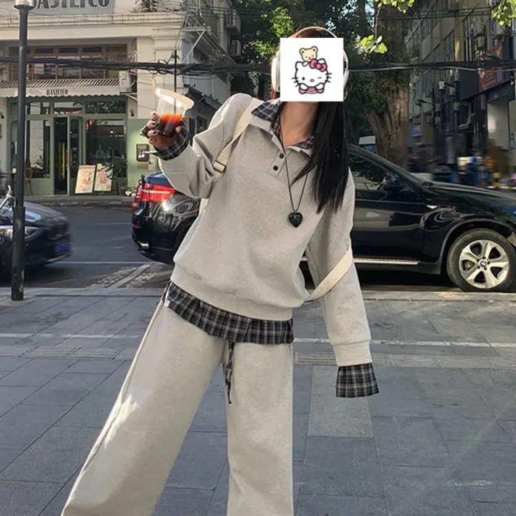 韩系polo卫衣运动服套装女春秋季学生宽松韩版时尚休闲两件套