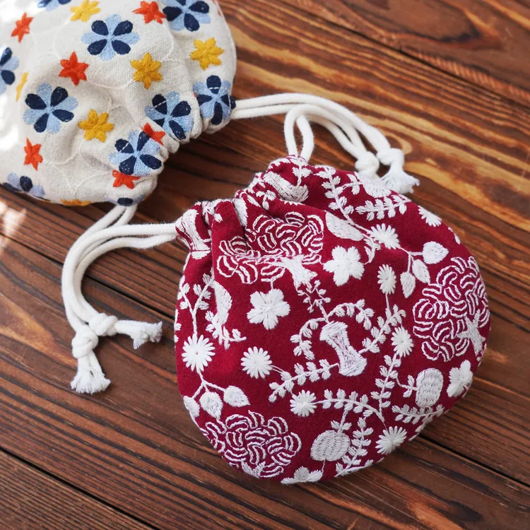 原创刺绣布艺收纳袋整理袋大容量杂物收纳袋整理袋抽绳包抽绳袋