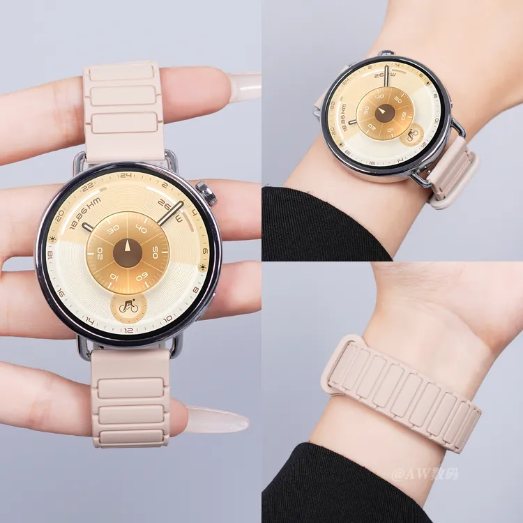 AW适用小米watchs4表带女款手表41mm磁吸硅胶s4sport新款奶茶腕带